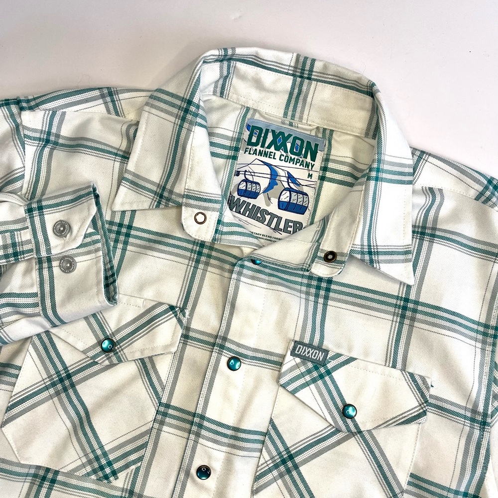 Dixxon Flannel Co Whistler Mens M Long Sleeve Button-Up Plaid White Pearl Snap